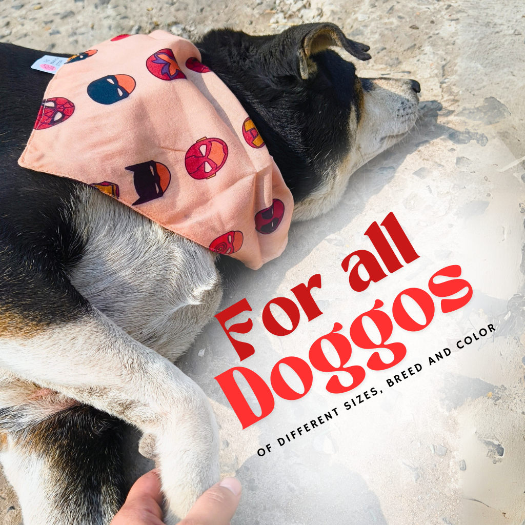 Superhero Print 02 Dog Bandana with Adjustable Belt and Lock Buckle for Secure Fasting