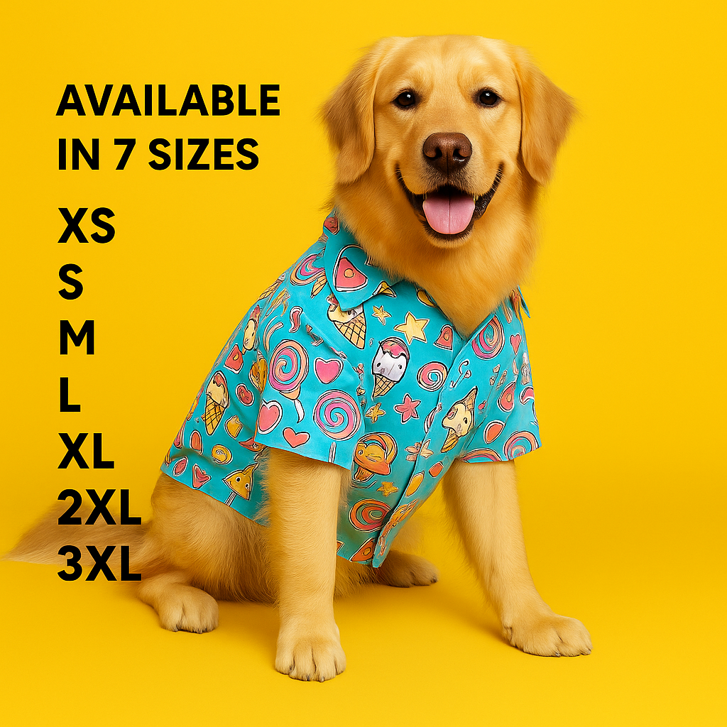 Ice-cream Print Shirt for Dogs, Breathable fabric, Easy wear with Velcro fitting