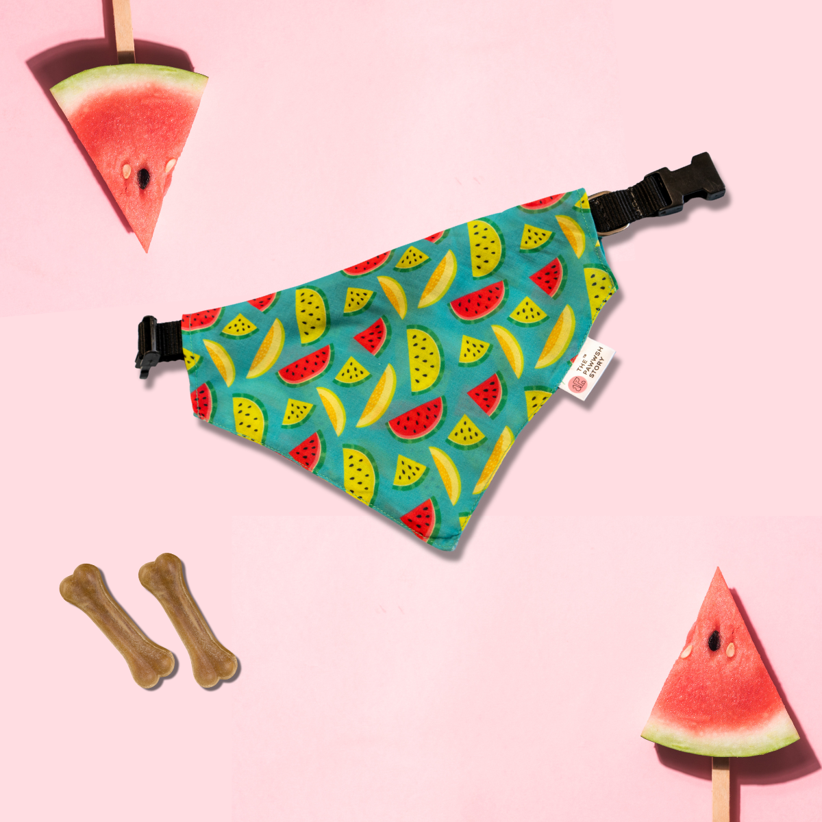 Fruity Melon Print 01 Dog Bandana with Adjustable Belt and Lock Buckle