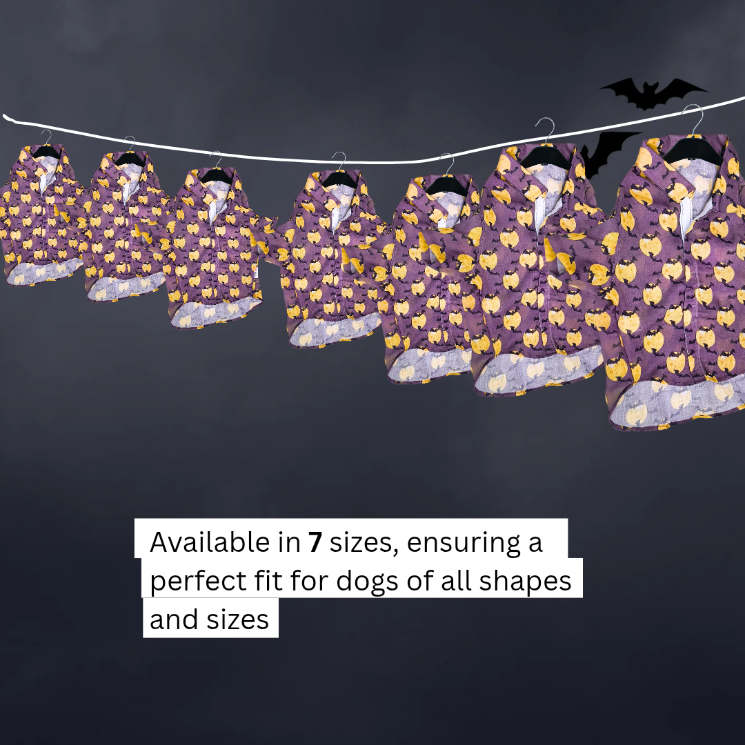 Halloween Print Shirt for Dogs, Breathable fabric, Easy Wear with Velcro Fitting