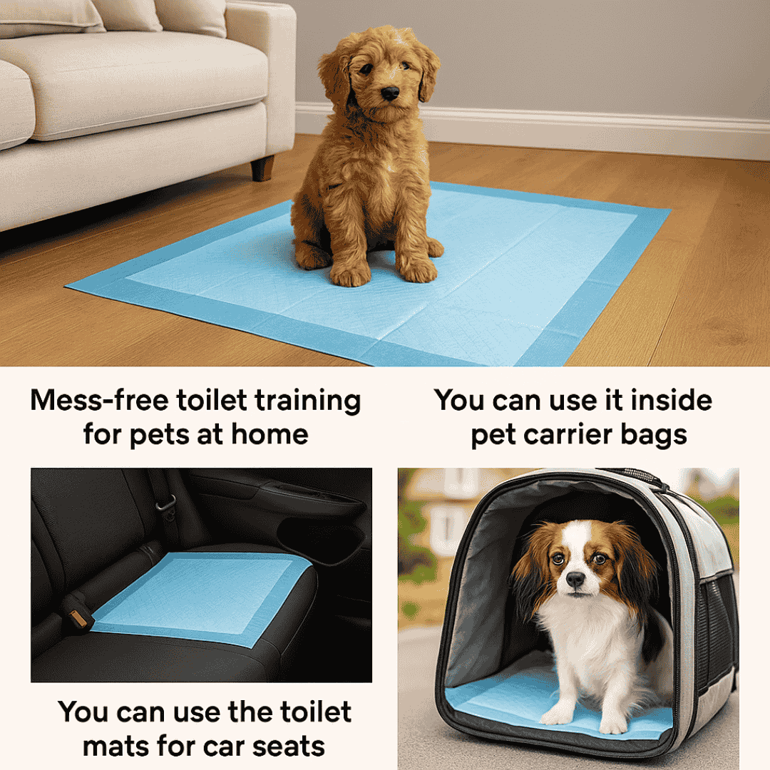 Leak-Proof Disposable Pet Toilet Training Mats (pack of 10), 60x90 cm Super Absorbent, Odor-Free, Waterproof Pee Pads for Dogs & Cats